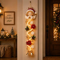 Sweet angel Christmas door hanger with trees, stars and ornaments in red, gold and green
